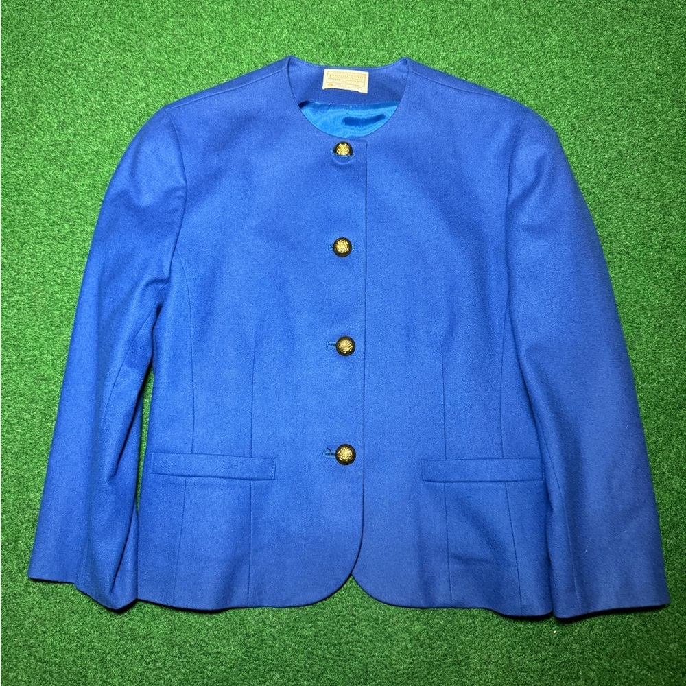 Vintage Pendleton Wool Blazer Womens Blue Gold Buttons 14 Suit Jacket